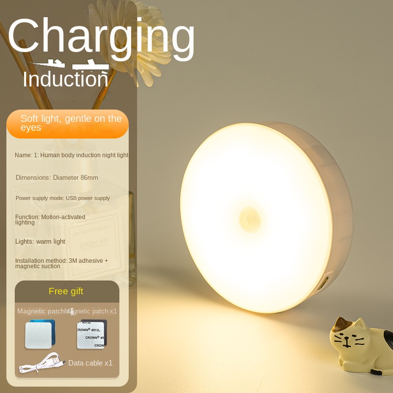 Smart LED Motion Sensor Night Light with Wireless Charging and Magnetic Base, Bedside Lamp for Bedroom, Cabinet, Home Use - Image 8